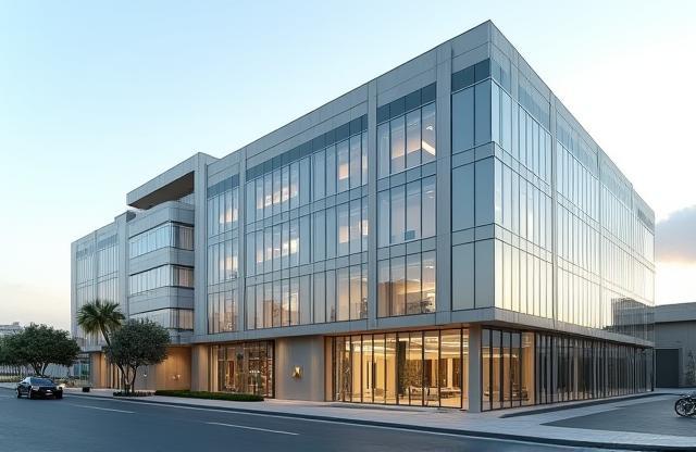 Modern exterior of Emirates Gulf Finance office building in Dubai